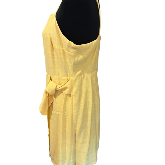 Nine West Side Tie Faux Wrap Sundress Yellow Women’s Large Adjustable Straps - Picture 3 of 11